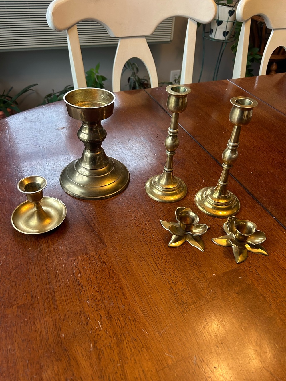 Curated Vintage Solid Brass Candleholder Collection – 6 Pieces - Picture 2 of 10